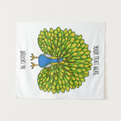 おもしろいクジャク鳥イラストレーション タペストリー (正面(横))