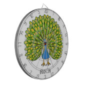 おもしろいクジャク鳥イラストレーション ダーツボード (正面左)