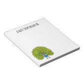 おもしろいクジャク鳥イラストレーション ノートパッド (アングル)