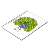 おもしろいクジャク鳥イラストレーション ノートブック (左側)