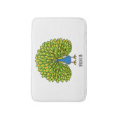 おもしろいクジャク鳥イラストレーション バスマット (正面縦)