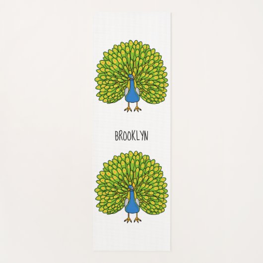 おもしろいクジャク鳥イラストレーション ヨガマット (正面)