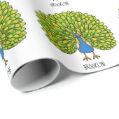 おもしろいクジャク鳥イラストレーション ラッピングペーパー (ロールコーナー)