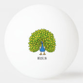 おもしろいクジャク鳥イラストレーション 卓球ボール (裏面)