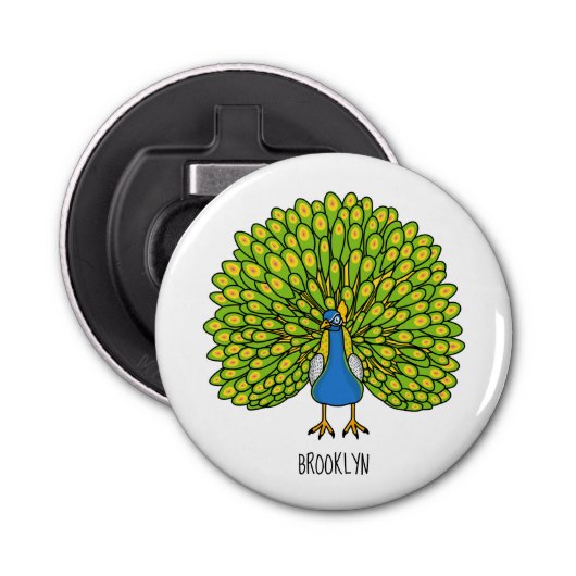 おもしろいクジャク鳥イラストレーション 栓抜き (正面)