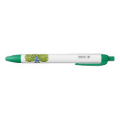 おもしろいクジャク鳥イラストレーション 黒ボールペン (ボトム)