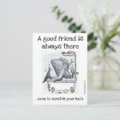 おもしろいクジラのカードで「友達 forever」 ポストカード (スタンド正面)