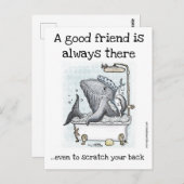 おもしろいクジラのカードで「友達 forever」 ポストカード (正面/裏面)
