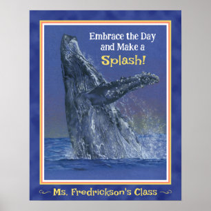 おもしろいクジラプリントザ・クラスルーム深いブルー ポスター