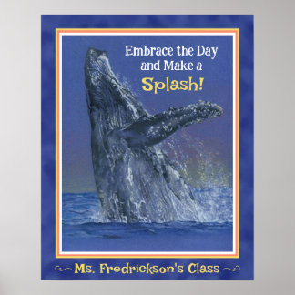 おもしろいクジラプリントザ・クラスルーム深いブルー ポスター