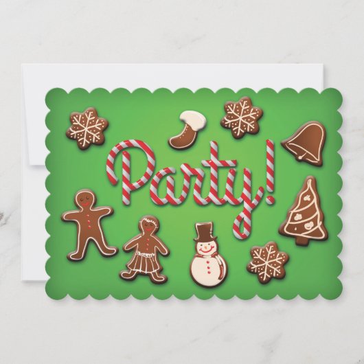 おもしろいクッキーとキャンディクリスマスパーティの招待状 招待状 (正面)