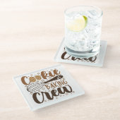 おもしろいクッキーベーキングクルーデザイン ガラスコースター (アングル)