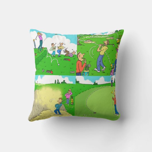おもしろいクッション。ゴルファーズイラストレーション。 クッション (裏面)