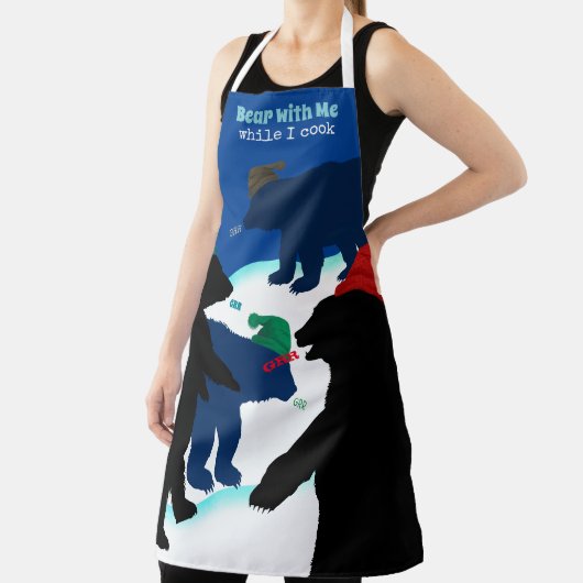 おもしろいクマは冬の帽子の休日料理 エプロン (インサイチュ)