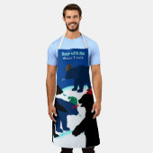 おもしろいクマは冬の帽子の休日料理 エプロン (着用した状態)