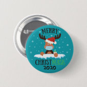 おもしろいクメリーリストマスクトナカイ顔マスク消毒剤 缶バッジ (正面&裏面)