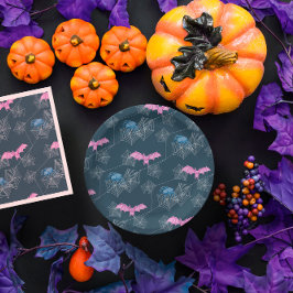 おもしろいクモとこうもりハローウィンパーティ ペーパープレート