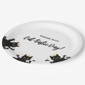 おもしろいクラウンブラックキャット誕生日 ペーパープレート (アングル)