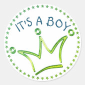 おもしろいクラウン緑+背中。&文字 ラウンドシール (正面)