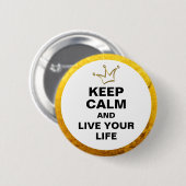 おもしろいクラウン金ゴールド保とCALM +文字 缶バッジ (正面&裏面)