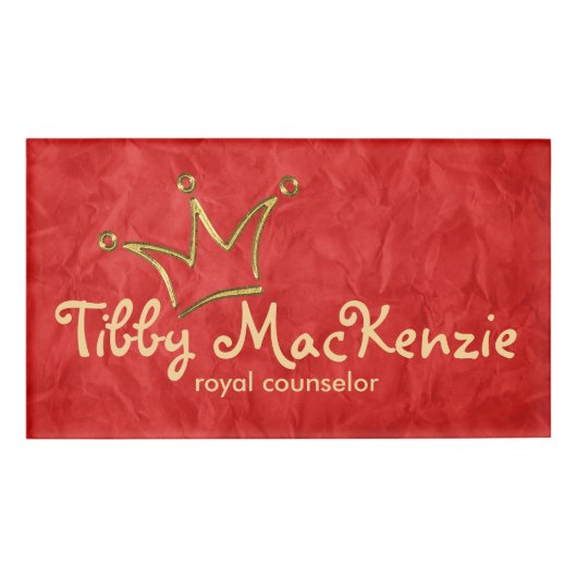 おもしろいクラウン金ゴールド+バックグラーズ。&文字 名札 (正面)