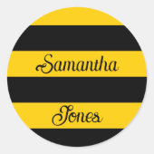 おもしろいクラシックストライプのまわりにストライプのパターン ラウンドシール (正面)