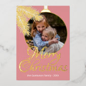 おもしろいクラシックホワイトパインツリーニードル金ゴールド 箔シーズンカード (正面)