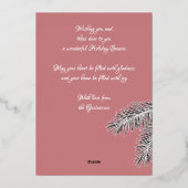 おもしろいクラシックホワイトパインツリーニードル金ゴールド 箔シーズンカード (裏面)