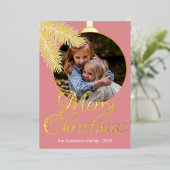 おもしろいクラシックホワイトパインツリーニードル金ゴールド 箔シーズンカード (立ち正面)