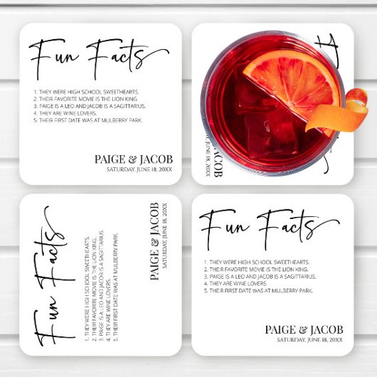 おもしろいクラシック事実ミニマルミニマル結婚リスト スクエアペーパーコースター