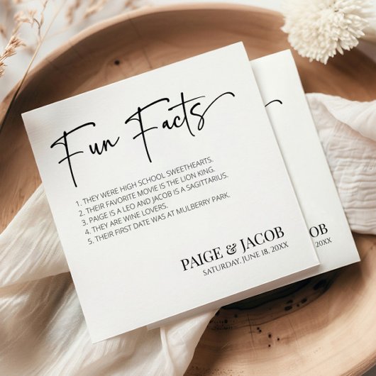 おもしろいクラシック事実ミニマルミニマル結婚リスト スタンダードカクテルナプキン