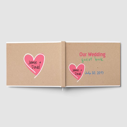 おもしろいクラフト紙ルック結婚ズゲストブック ゲストブック (全面)