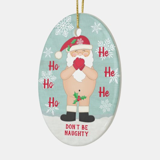 おもしろいクリスマスいけなかわいいカスタムサンタ セラミックオーナメント (左)