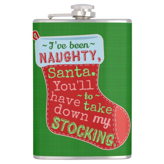 おもしろいクリスマスいけなサンタクロースストッキングジョーク フラスク (正面)
