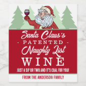 おもしろいクリスマスいけなリストサンタクロースカスタム ワインラベル (シングルラベル)