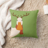 おもしろいクリスマスかわいいアヒルは鹿の〔雄ジカの〕枝角 クッション (ブランケット)