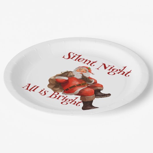 おもしろいクリスマスかわいいサンタクロース ペーパープレート (アングル)