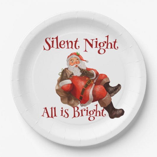 おもしろいクリスマスかわいいサンタクロース ペーパープレート (正面)
