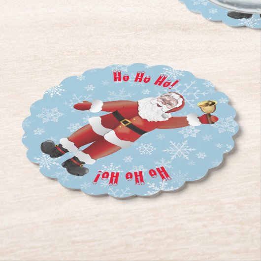 おもしろいクリスマスかわいいサンタホホホホホー漫画 ペーパーコースター (アングル)