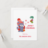 おもしろいクリスマスかわいい猫クリスマスグリーティング カード (正面/裏面インサイチュ)