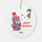 おもしろいクリスマスかわいい猫メリークリスマスボール セラミックオーナメント (左)