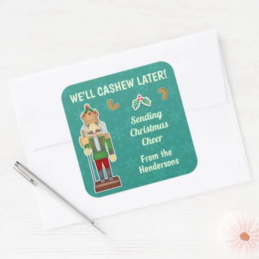 おもしろいクリスマスくるみ割りカシューミストレカスタムトー スクエアシール (封筒)