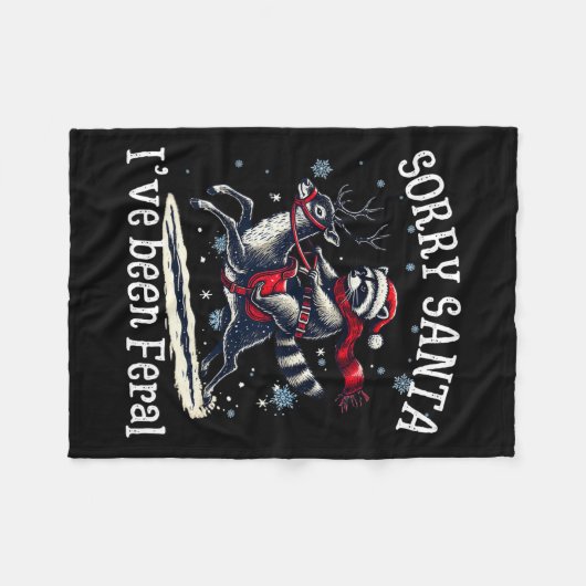 おもしろいクリスマスごめんねサンタ フリースブランケット (正面(横))