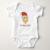 おもしろいクリスマスすてきトリップ(幻覚体験)のようなスマイルサンタ ベビーボディスーツ (正面)