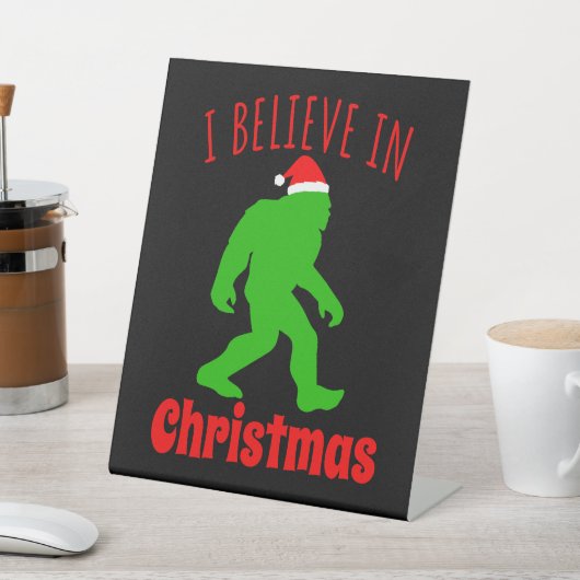 おもしろいクリスマスに信じBigfoot I 台座サイン (インサイチュ)