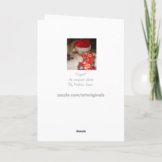 おもしろいクリスマスに寝て着替えた可愛い犬 シーズンカード (裏面)