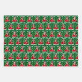 おもしろいクリスマスに帰るトランプ・サンタハット ラッピングペーパーシート (正面3)