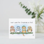 おもしろいクリスマスに欲しい漫画のフクロウ シーズンポストカード (スタンド正面)