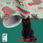 おもしろいクリスマスに登場する猫 ラッピングペーパー