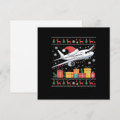 おもしろいクリスマスのイルミネーション ツリー サンタ ださい飛行機 シーズンカード (正面/裏面)